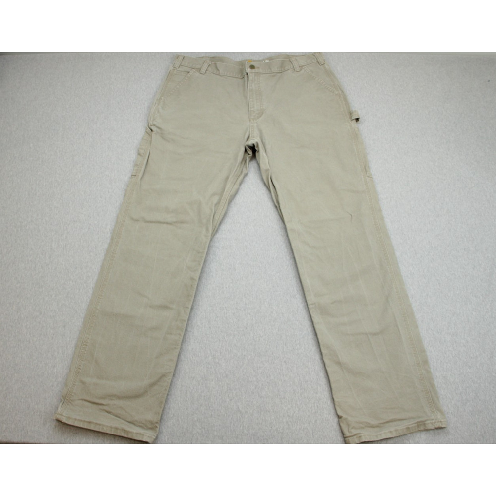 Carhartt Pants Mens 40 x 34 Beige Carpenter Utility Canvas Stretch 103279 251